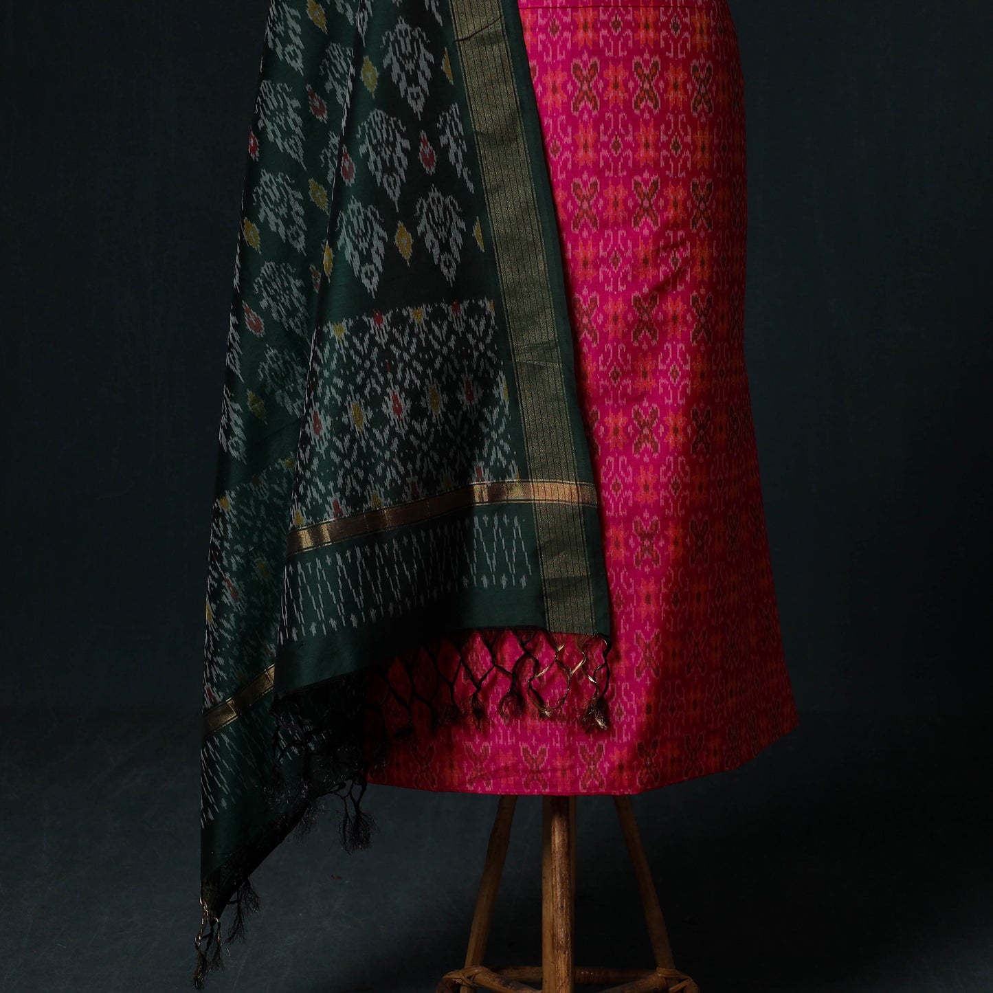 Pochampally Ikat Handloom Sico 2pc Unstitched Dress Material Kurta Set 19