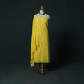Yellow - Lucknowi Chikankari Hand Embroidered Cotton 3pc Unstitched Dress Material Suit Set 24