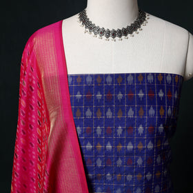 Pochampally Ikat Handloom Sico 2pc Unstitched Dress Material Kurta Set 21