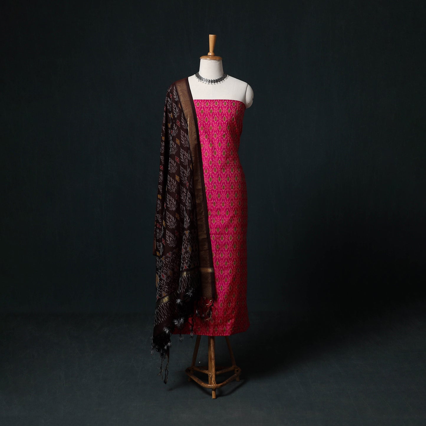 Pochampally Ikat Handloom Sico 2pc Unstitched Dress Material Kurta Set 22