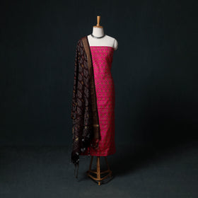 Pochampally Ikat Handloom Sico 2pc Unstitched Dress Material Kurta Set 22