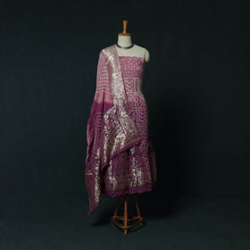 Kutch Bandhani Tie-Dye Modal Silk Heavy Banarasi Zari 3pc Unstitched Dress Material Suit Set 30