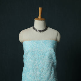 Blue - Lucknowi Chikankari Hand Embroidered Cotton 3pc Unstitched Dress Material Suit Set 27