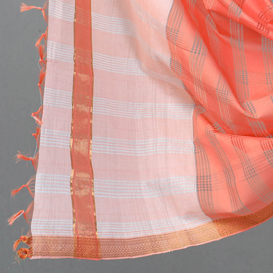 Orange - 3pc Handloom Cotton Mangalagiri Dress Material 21