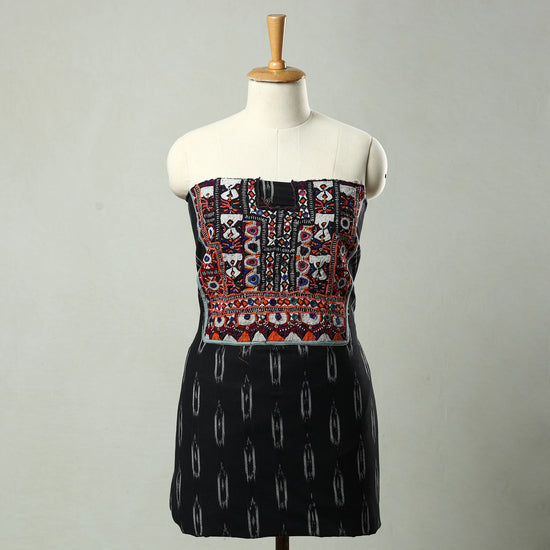 Black - Exclusive! Kutch Embroidery Work Cotton Kurta Material - (2.65 Meter) 77