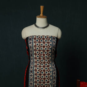 Kutch Ajrakh Bandhani Tie-Dye Modal Silk 3pc Unstitched Dress Material Suit Set 33