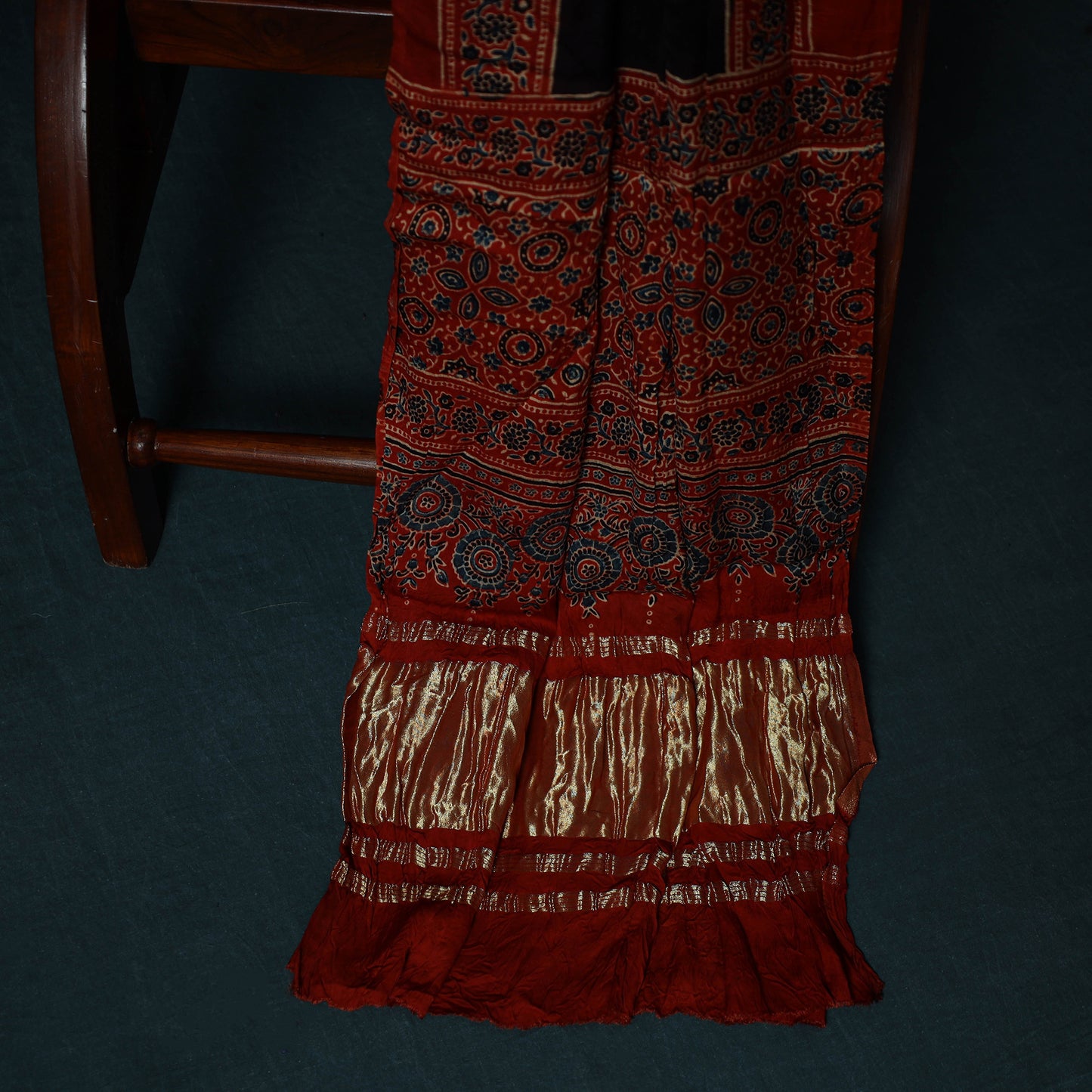 Kutch Ajrakh Bandhani Tie-Dye Modal Silk 3pc Unstitched Dress Material Suit Set 34