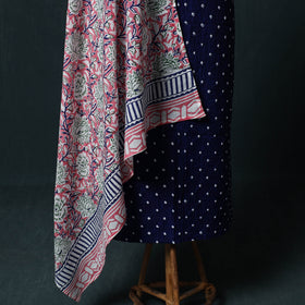 Kutch Bandhani Cotton 2pc Unstitched Dress Material Kurta Set with Earrings 11