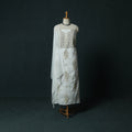 White - Lucknowi Chikankari Hand Embroidered Mul Cotton 3pc Unstitched Dress Material Suit Set 33