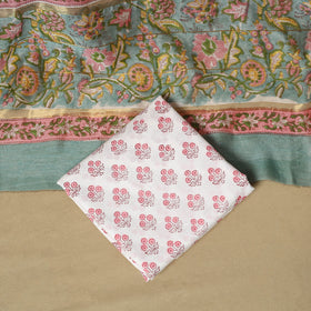 Maheshwari Silk Sanganeri Hand Block Print 3pc Unstitched Dress Material 15