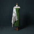 Kutch Bandhani Cotton 2pc Unstitched Dress Material Kurta Set with Earrings 17