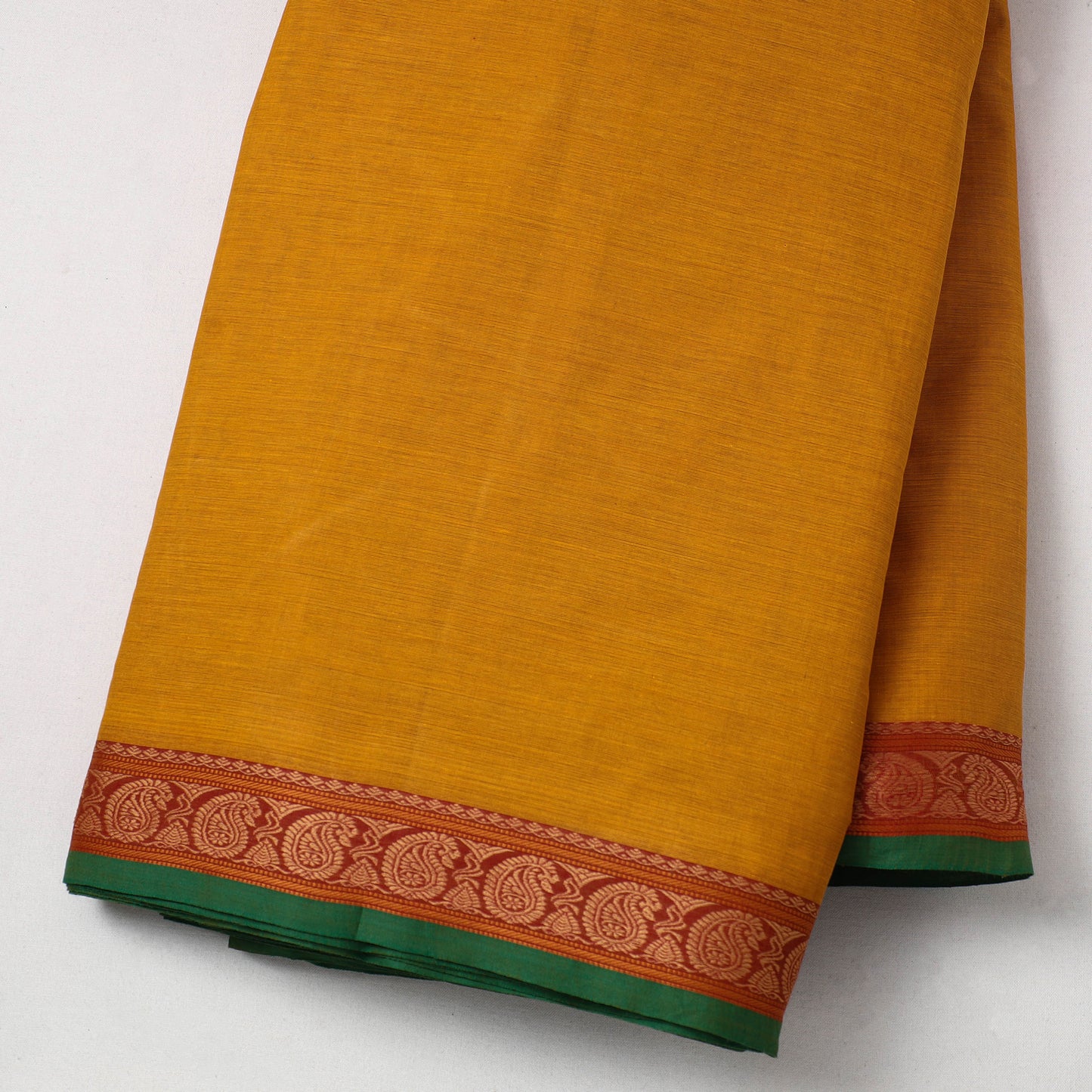 Orange - Cotton Kanchipuram Fabric with Thread Border 06