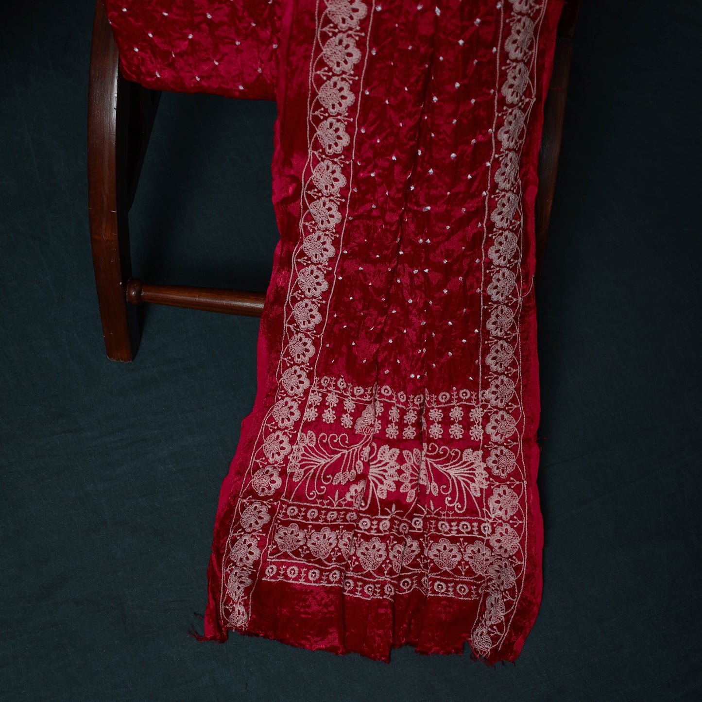 Kutch Bandhani Tie-Dye Modal Silk Embroidered 3pc Unstitched Dress Material Suit Set 26