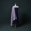 Kutch Bandhani Cotton 2pc Unstitched Dress Material Kurta Set with Earrings 18