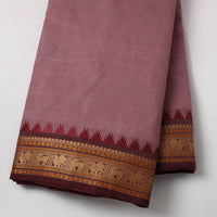 Purple - Brown - Cotton Kanchipuram Fabric with Thread Border 08