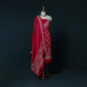 Kutch Bandhani Tie-Dye Modal Silk Embroidered 3pc Unstitched Dress Material Suit Set 26