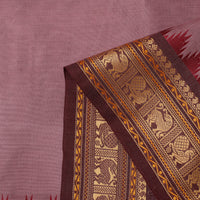 Purple - Brown - Cotton Kanchipuram Fabric with Thread Border 08