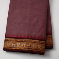 Maroon - Cotton Kanchipuram Fabric with Thread Border 10