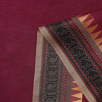 Maroon - Cotton Kanchipuram Fabric with Thread Border 12