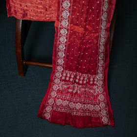 Kutch Bandhani Tie-Dye Modal Silk Embroidered 3pc Unstitched Dress Material Suit Set 28