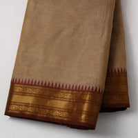 Brown - Cotton Kanchipuram Fabric with Thread Border 15