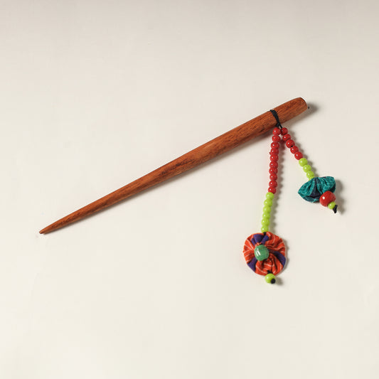 Handcrafted Gamcha Fabart Beadwork Wooden Juda Stick by Rangila Dhaga