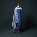 Kutch Bandhani Cotton 2pc Unstitched Dress Material Kurta Set with Earrings 22
