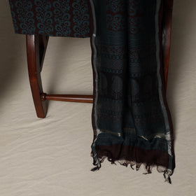 Bagh Hand Block Print Natural Dyed Chanderi Silk 3pc Unstitched Dress Material Suit Set 11