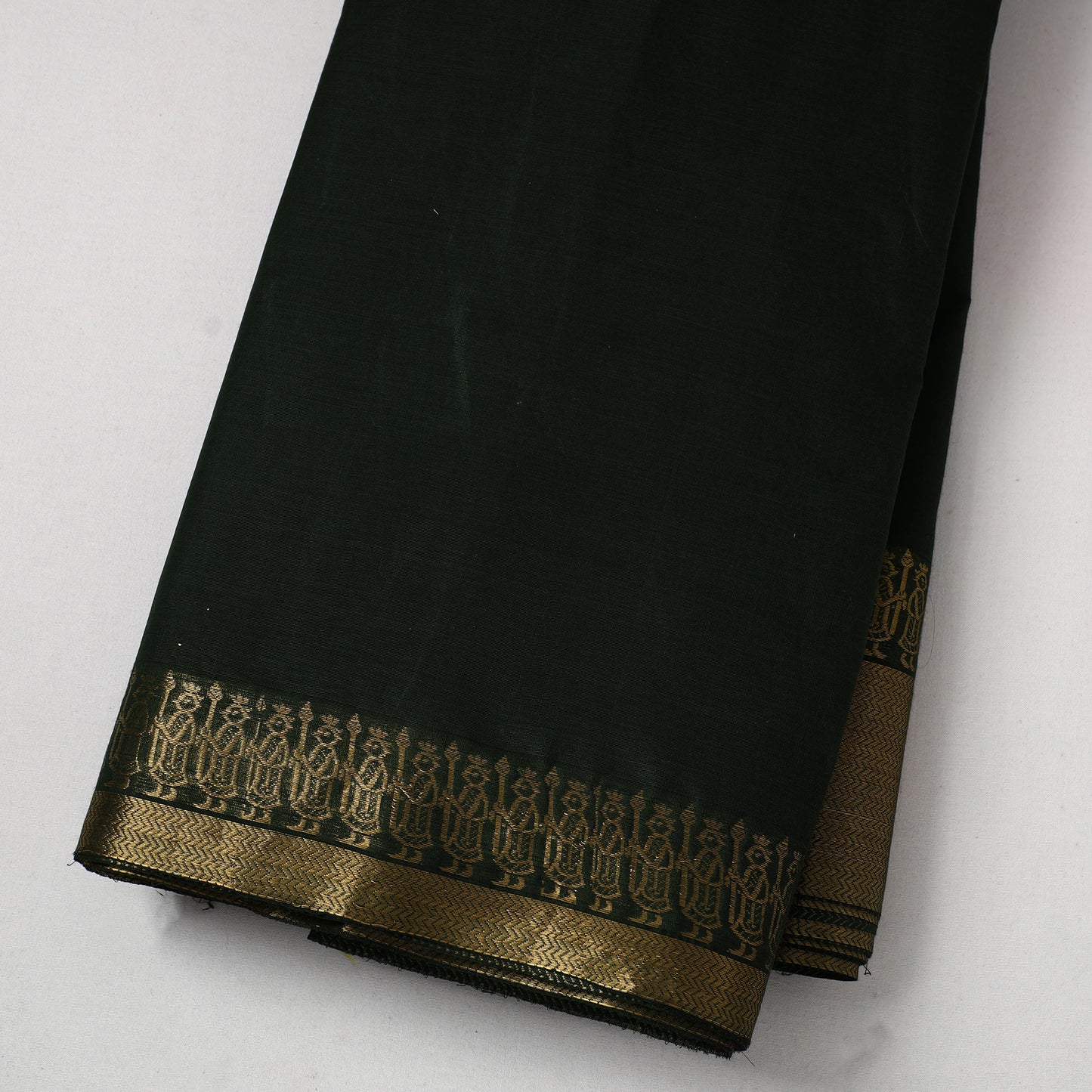 Green - Cotton Kanchipuram Fabric with Zari Border 23