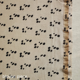 Block Print Chanderi Silk Bagru Saree with Zari Border