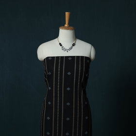 Black - Jacquard Cotton 2pc Unstitched Dress Material Kurta Set with Jewellery Set 01