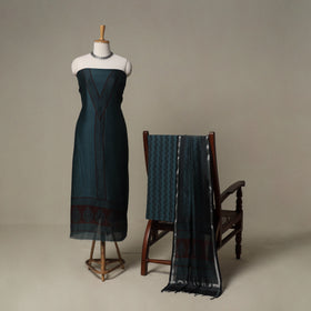 Bagh Hand Block Print Natural Dyed Chanderi Silk 3pc Unstitched Dress Material Suit Set 07
