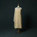 Beige - Lucknowi Chikankari Hand Embroidered Cotton 3pc Unstitched Dress Material Suit Set 43