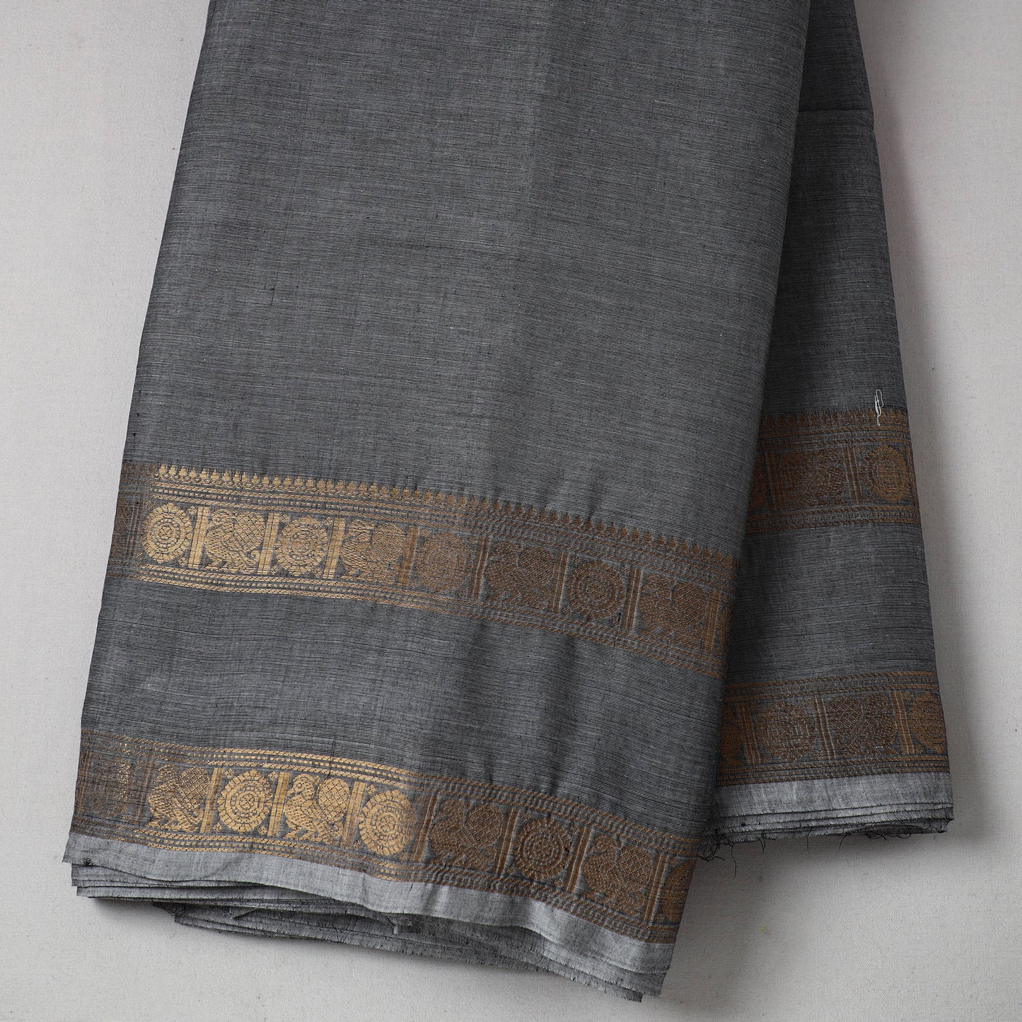 Grey - Cotton Kanchipuram Fabric with Zari Border 31