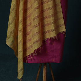 Jacquard Cotton 2pc Unstitched Dress Material Kurta Set with Jewellery Set 04