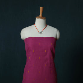 Jacquard Cotton 2pc Unstitched Dress Material Kurta Set with Jewellery Set 04