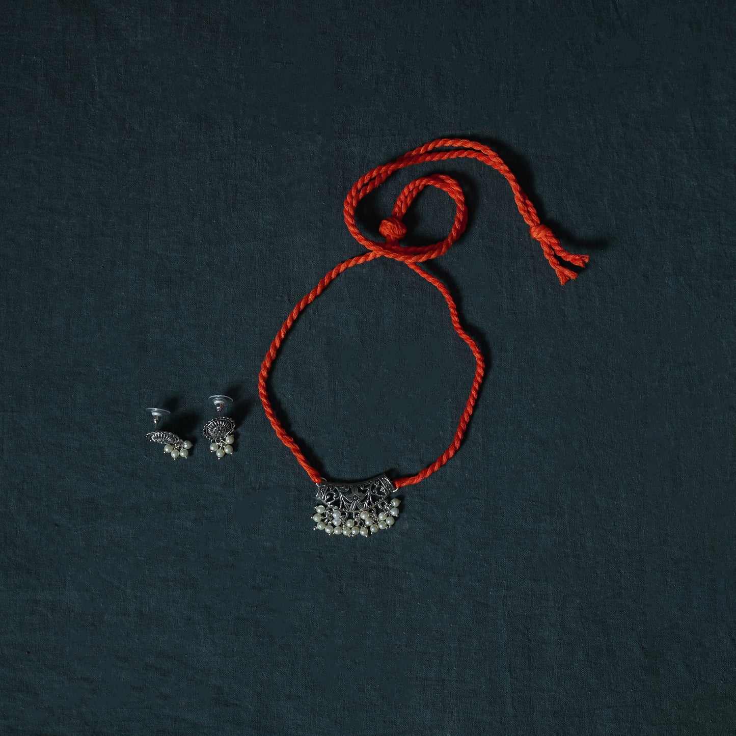 Jacquard Cotton 2pc Unstitched Dress Material Kurta Set with Jewellery Set 04