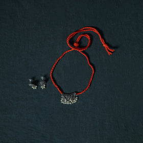 Jacquard Cotton 2pc Unstitched Dress Material Kurta Set with Jewellery Set 04