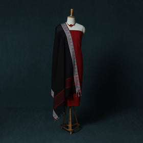 Jacquard Cotton 2pc Unstitched Dress Material Kurta Set with Jewellery Set 05