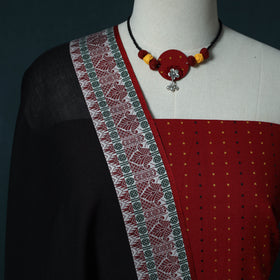 Jacquard Cotton 2pc Unstitched Dress Material Kurta Set with Jewellery Set 05