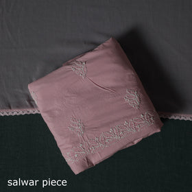 Pink - Lucknowi Chikankari Hand Embroidered Cotton 3pc Unstitched Dress Material Suit Set 44