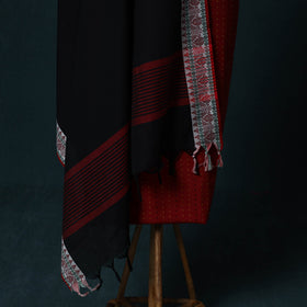 Jacquard Cotton 2pc Unstitched Dress Material Kurta Set with Jewellery Set 05