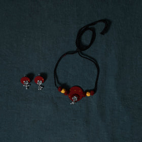 Jacquard Cotton 2pc Unstitched Dress Material Kurta Set with Jewellery Set 05