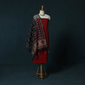 Red - Jacquard Cotton 2pc Unstitched Dress Material Kurta Set with Jewellery Set 06
