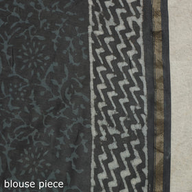 Block Print Chanderi Silk Bagru Saree with Zari Border