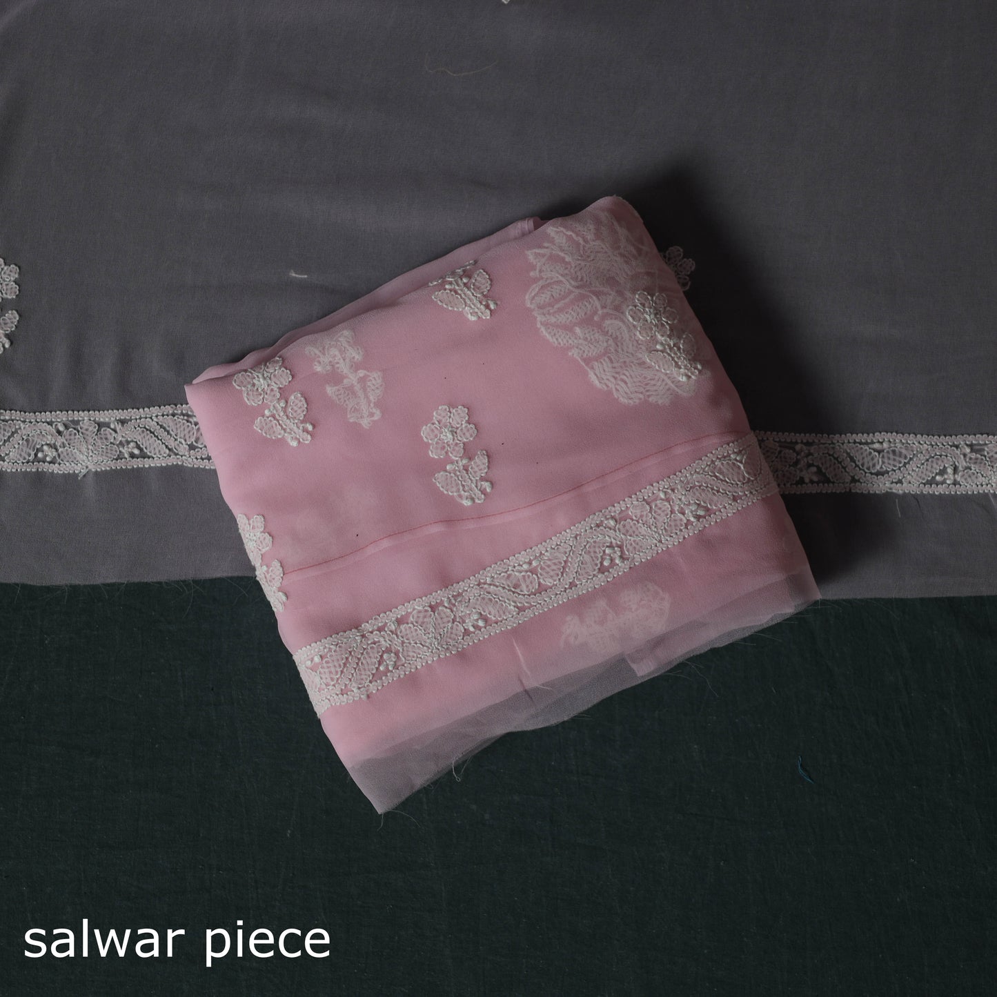Lucknowi Chikankari Hand Embroidered Georgette 3pc Unstitched Dress Material Suit Set 45