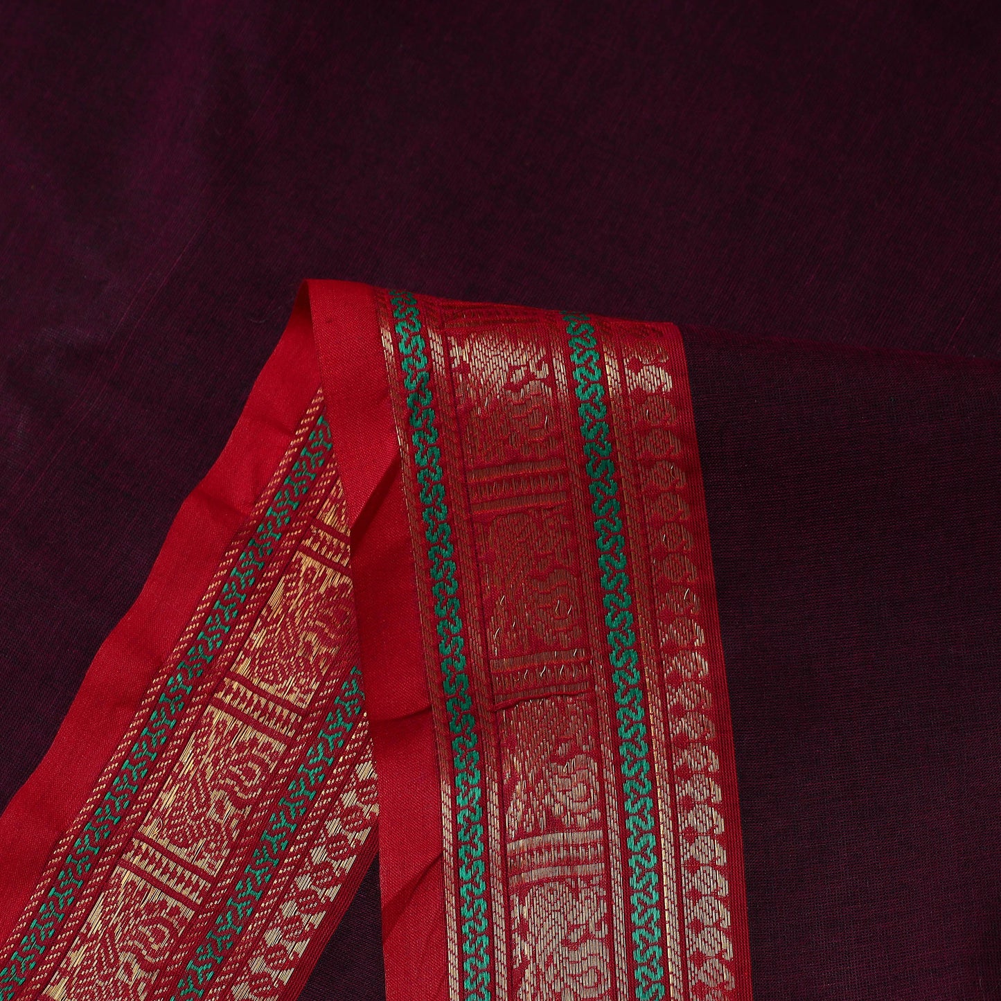 Purple - Cotton Kanchipuram Fabric with Zari Border 36