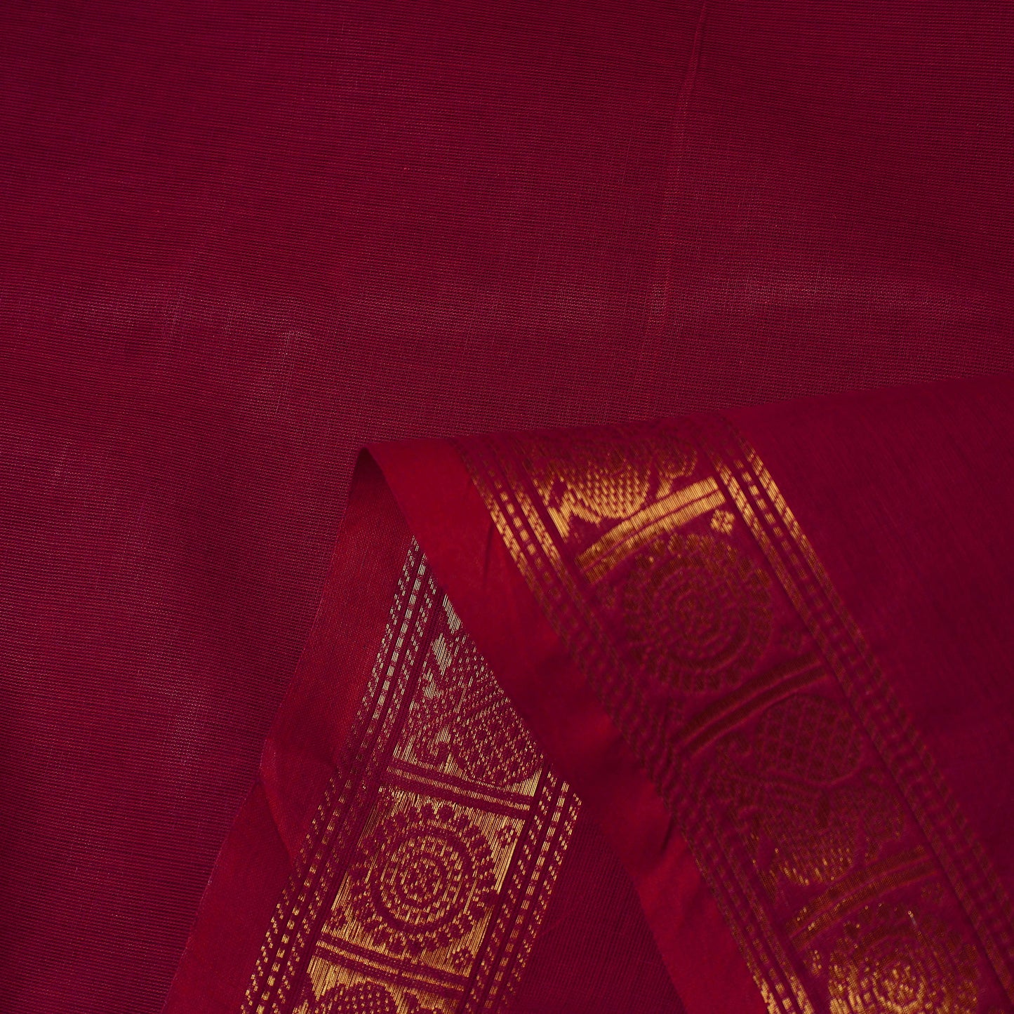 Maroon  - Cotton Kanchipuram Fabric with Zari Border 38