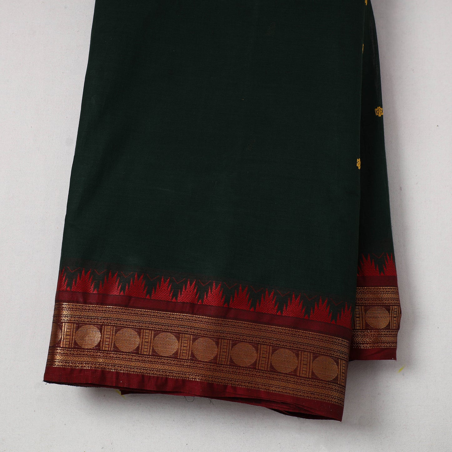 Green - Cotton Kanchipuram Fabric with Zari Border 40