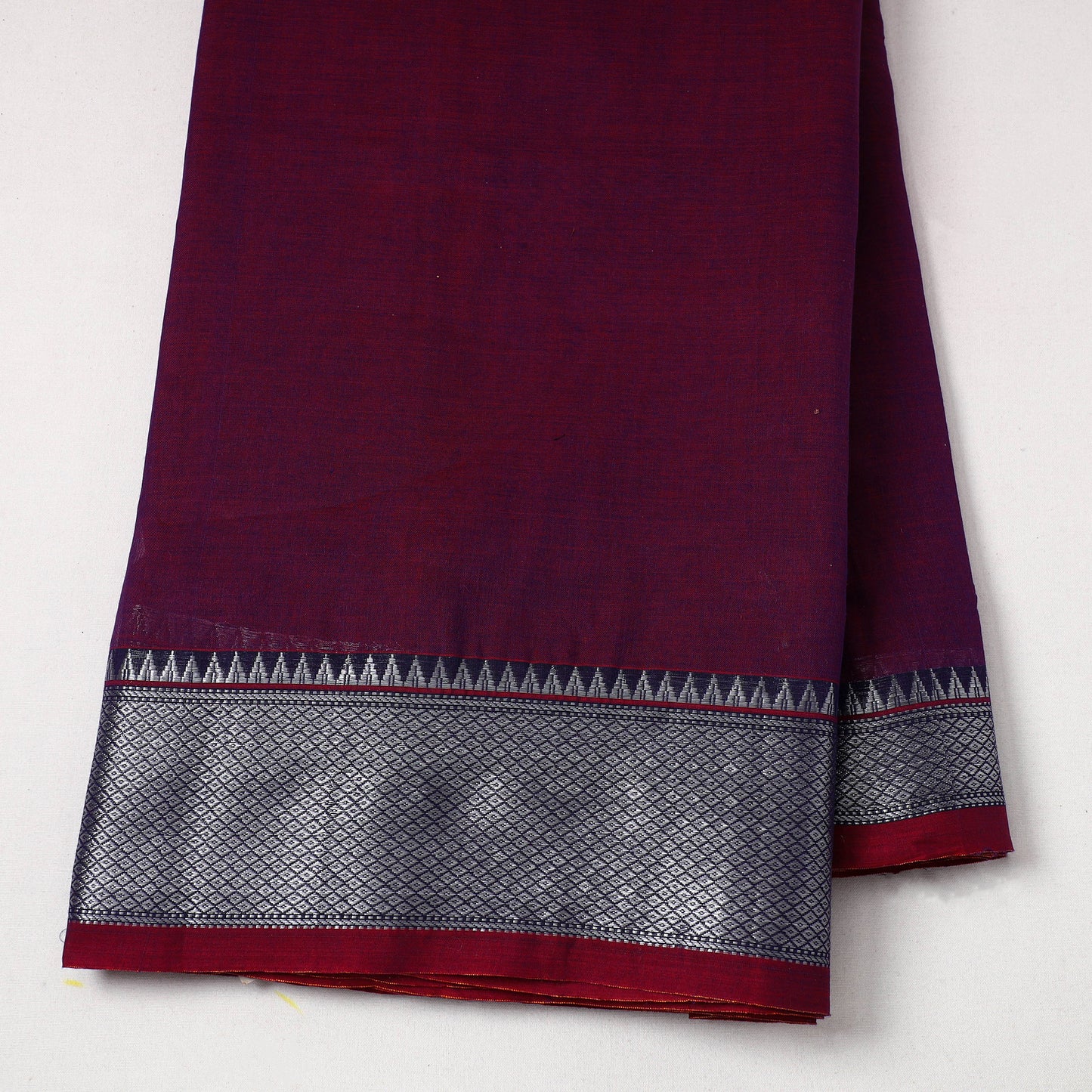 Purple - Mercerised Cotton Zari Border Dharwad Fabric 05